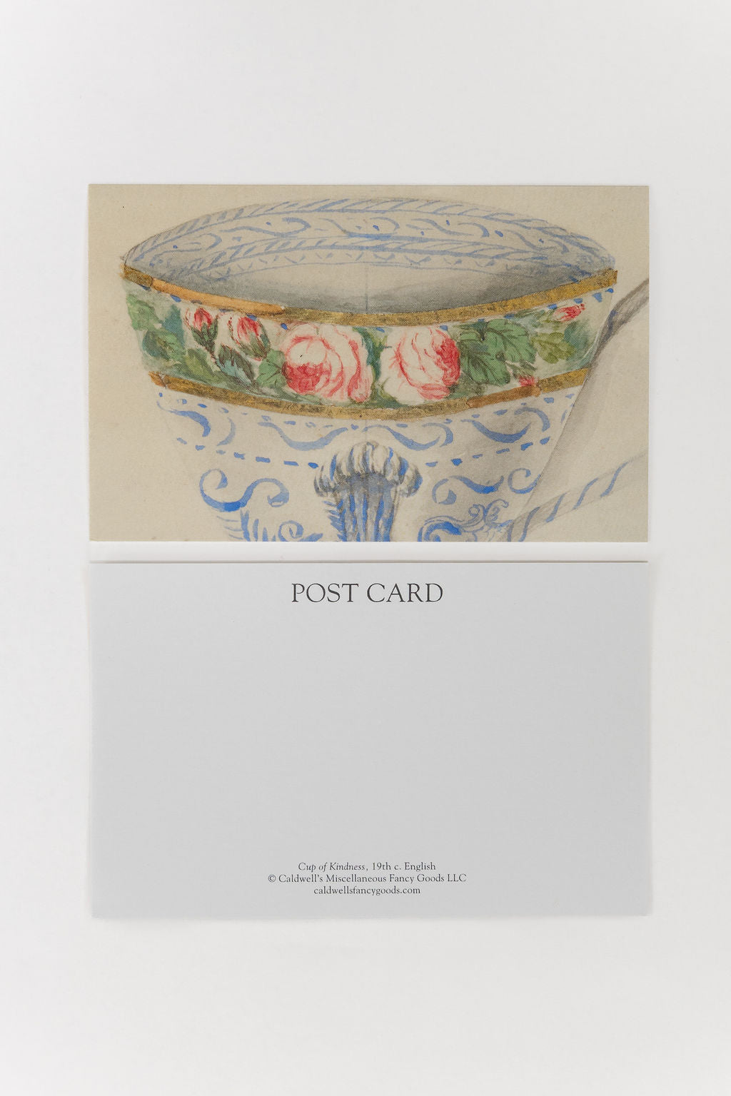 Decorative postcard with floral design and text on a white background