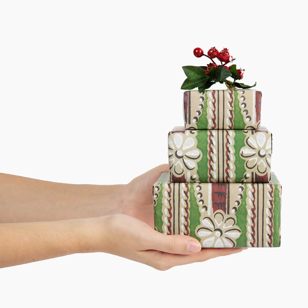 xmas wrapping paper green and red by Caldwell’s Miscellaneous Fancy Goods