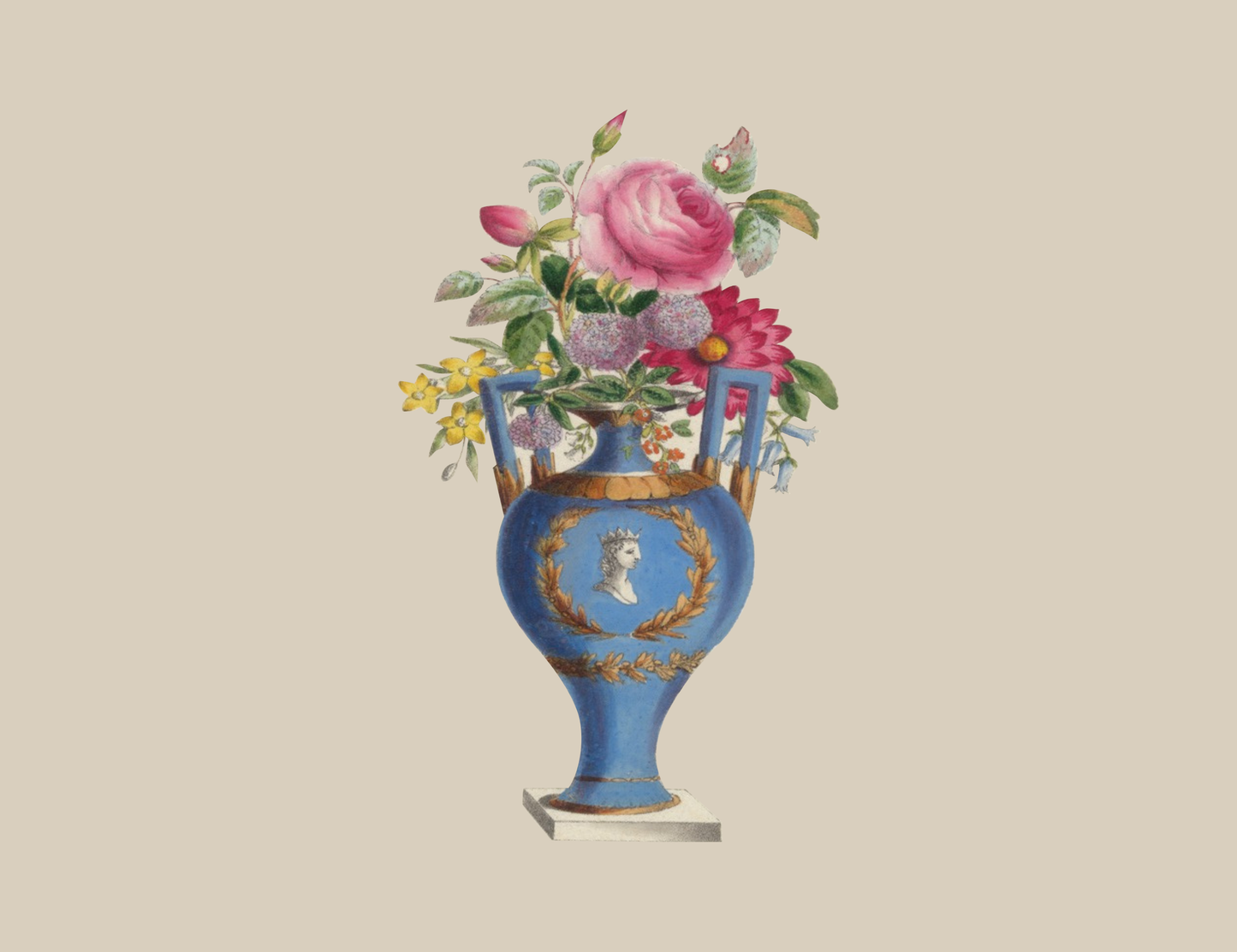 Decorative vase with floral arrangement sticker by Caldwell’s Miscellaneous Fancy Goods